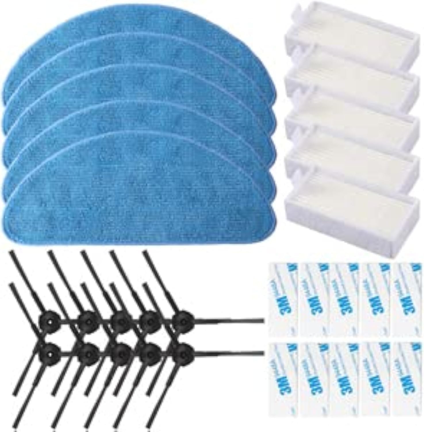 Replacement Consumable Accessories Parts 10pcs Side Brush + 5pcs Hepa part 7