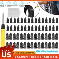 60PCS Tire Repair Screws Kit With Screwdriver 3 Sizes Rubber Plugs Flat Tires