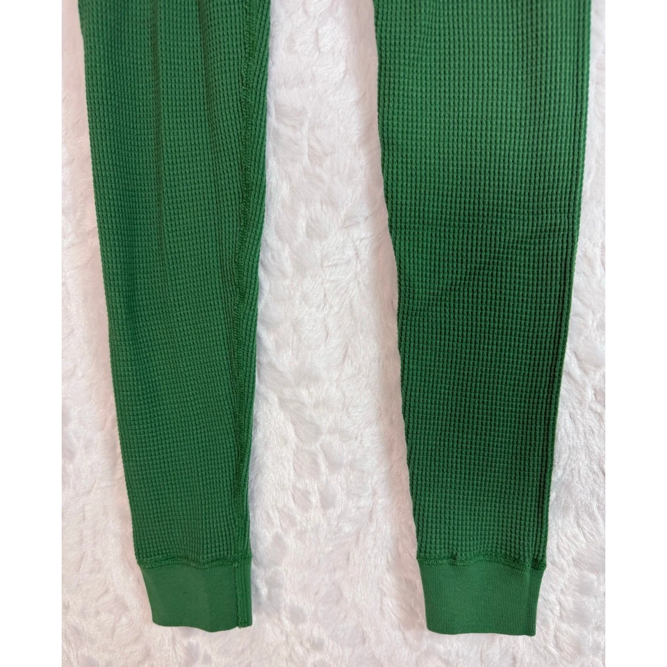 Hanna Andersson Green Organic Cotton Thermal Waffle Knit Long John Pants Kids 10 - Image 3 of 4