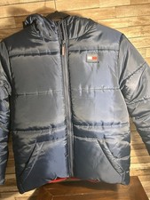Tommy Hilfiger Boys Navy Puffer Jacket Hooded Red Lining Size M 10/12