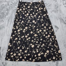 Vintage Pendleton Skirt Womens 8 Black Pink Floral Midi Back Zip Cottagecore