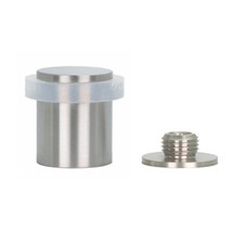 Stainless Steel Door Stopper White Rubber Screw Fastening 0.94x1.18 Inch