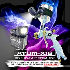 Atom Mini X16 HVLP Spray Gun – Gravity Feed Car Paint Tool + FREE GunBudd Light