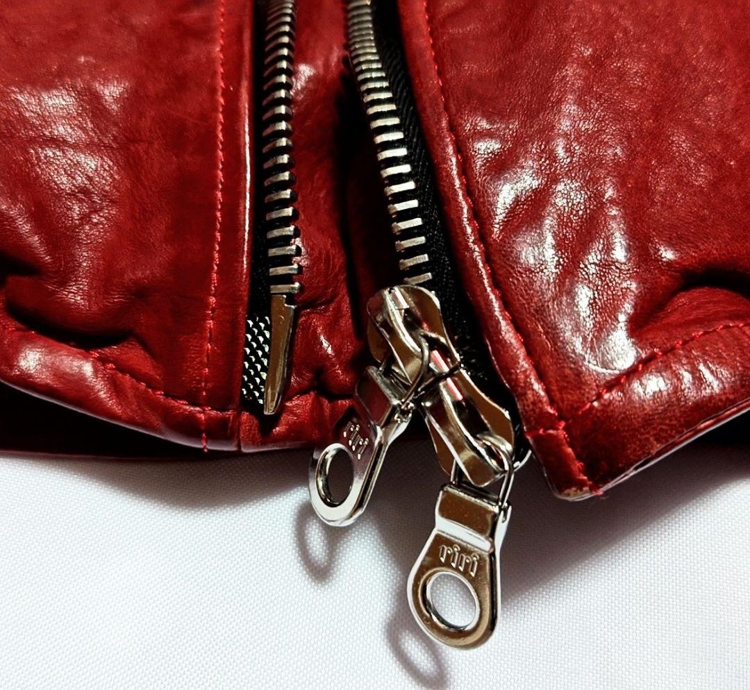 ISAMU KATAYAMA BACKLASH Double Rider Leather Jacket M Red Italian