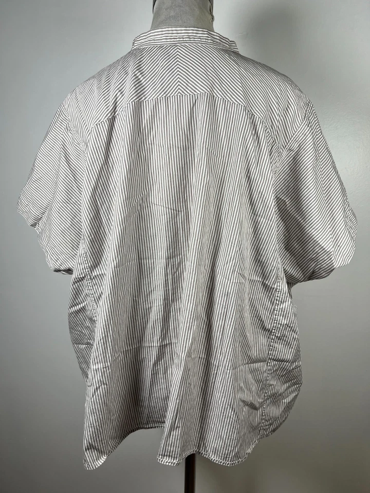 Isabel Marant 44 Size 12 Large Shirt Top Tan White Stripe V Neck Boxy Crop Y2 - Image 4 of 4