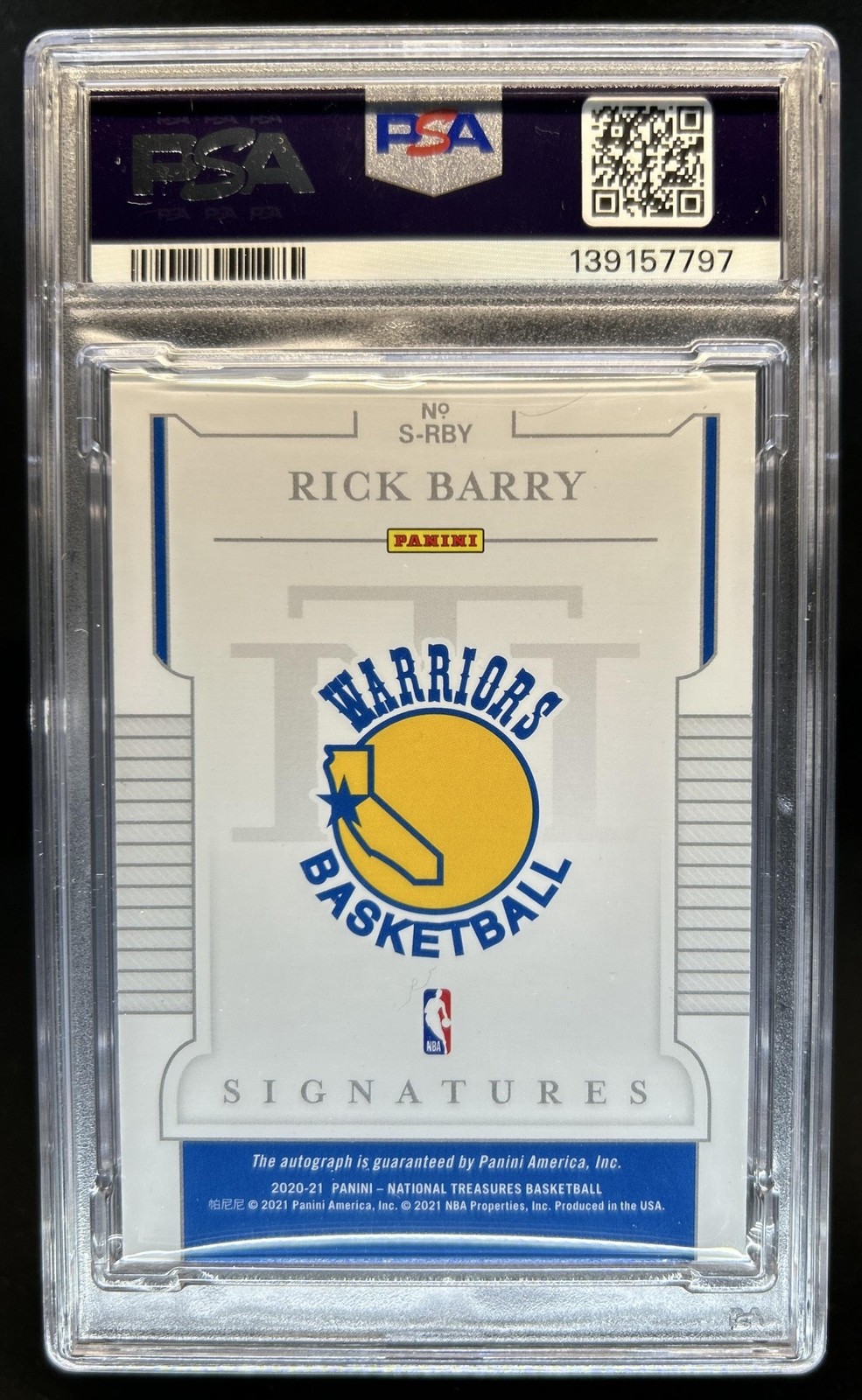 2020-21 Panini National Treasures Rick Barry Signatures Auto #/49 PSA 8 10 view 2