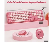 ASMR Wireless Keyboard and Mouse Pink USB Receiver Rosey pink And White in box
