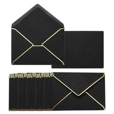200 Pack A7 Envelopes with Gold Border Christmas Envelopes Black