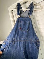 Dickies Womens Bib Overalls Relaxed Fit Denim Light Wash Straight Leg Sz 10