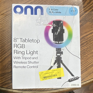 onn. 8" Tabletop LED RGB Ring Light w/ Tripod & Wireless Shutter Remote