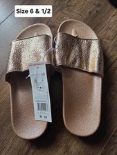 New With Tags Ladies Size 6 & 1/2 Rose Gold Sliders