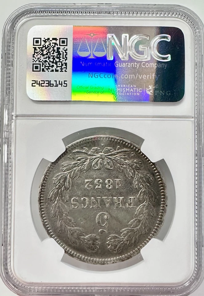1832-A France 5 Francs, Louis-Philippe I - SILVER COIN NGC AU DETAILS 1ST DATE - Image 2 of 4