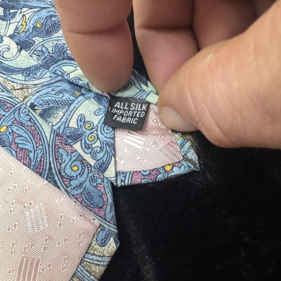 Corbata Colección Adolfo 29 Para Hombre Seda Paisley Patrón Floral Clásico Años 90 Ko Foto 3 de 4