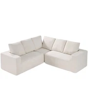 Uimoso Modular Sectional Sofa L Shape Cloud Couch with Corduroy Cushion Beige