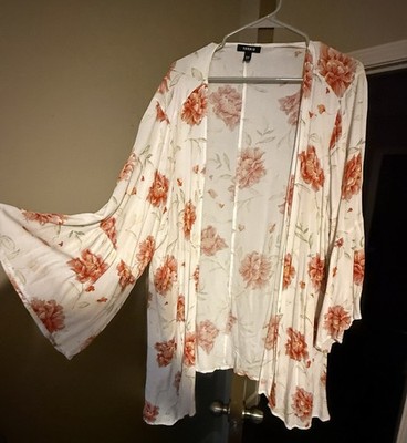 Torrid Orange Flower Kimono Size 3/4