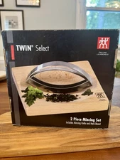 Zwilling J.A. Henckels 2 Piece Mincing Set Mezzaluna Herb Board Twin Select NIB
