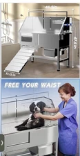 Dog Washing Station for Home,46" Stainless Steel Dog Bathing