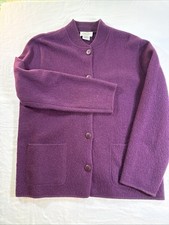 Talbots Boiled Wool Jacket Size S Maroon/Wine Color