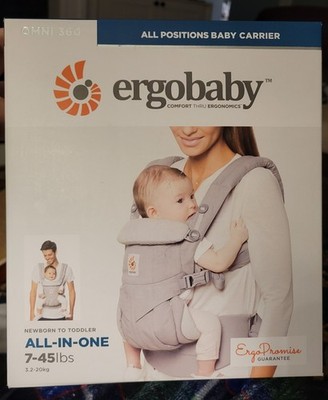 Ergobaby Omni 360 Baby Carrier Pearl Grey Ergonomic All in One Cotton 7 to 45 Lb