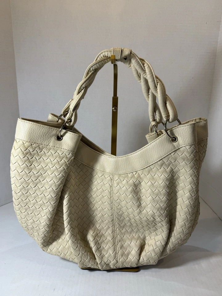 Bolso Cubo Tejido LOEFFLER RANDALL para Target Marfil Tejido Cartera Usado Dos Veces Foto 3 de 4