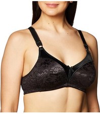 New Bali Classic Support Cool Comfort Bra Black Lace In Size 36D