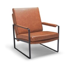 BRADFORD - Poltrona design retrò in leatherette cuoio