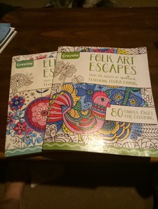 2 Adult Coloring Book: Crayola Folk Art Escapes 80pages And Elegant Escapes 