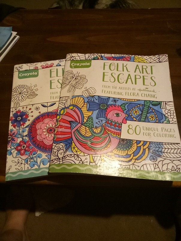 2 Adult Coloring Book: Crayola Folk Art Escapes 80pages And Elegant Escapes 
