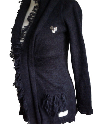  Rare Wrap Sweater ODD MOLLY 474 Soft Cardigan Alpaca Wool Pockets Frills S $299