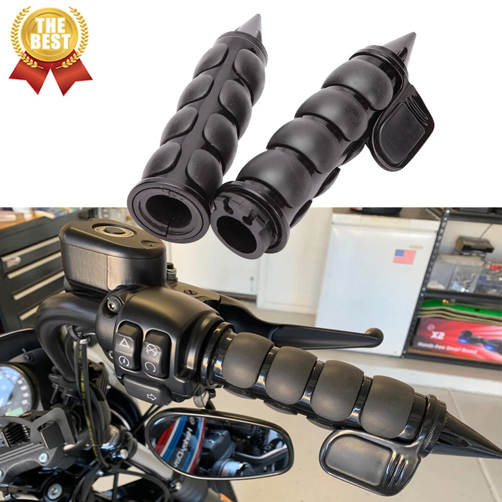 Black Skull 1 25mm Hand grips For Harley Davidson Customs Dyna Softail Touring
