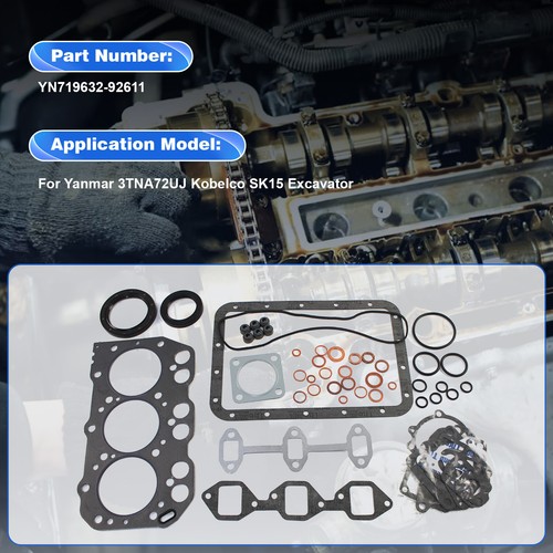 Kit de juntas de motor 3TNA72 para excavadora Yanmar 3TNA72L 3TNA72UJ Kobelco SK15SR - Imagen 2 de 5