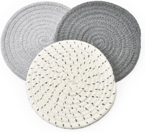 Potholders Set Trivets Set 100% Pure Cotton Thread Weave Hot Pot Holders Set (Se - Picture 3 of 12