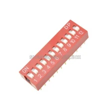 5PCS Slide Type Switch Module 2.54mm 12-Bit 12-Position Way DIP Red Pitch-