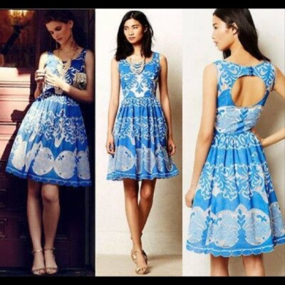 $249 NWT Anthropologie Plenty by Tracy Reese Azure Lace DRESS 2 Garden  Party | eBay