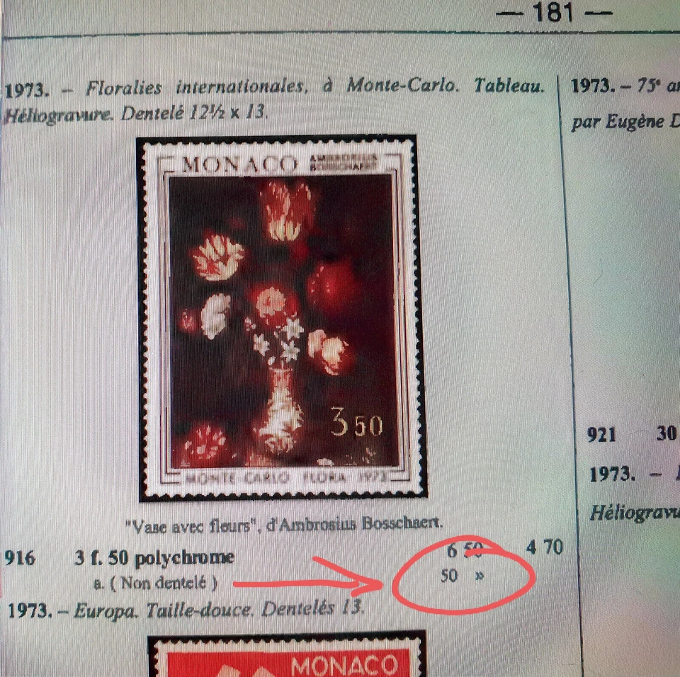 Par de estampillas imperfectas de Mónaco 1973 - flores - MNH - emisión completa 100,00 € Foto 3 de 3