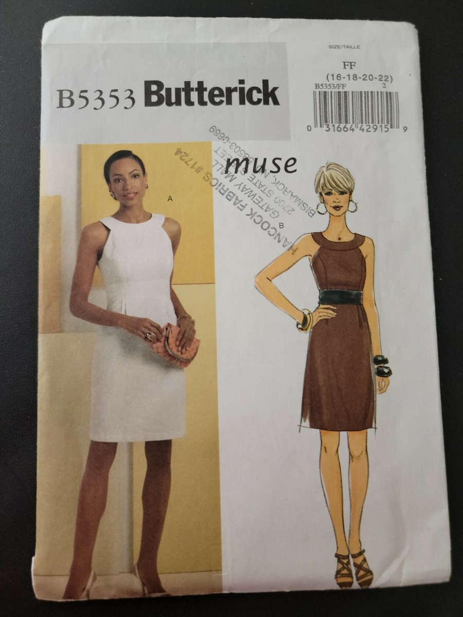 Butterick B5353 Muse princess seam lined dress - SEWING PATTERN SZ 16 18 20  22 | eBay