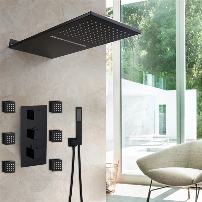 22"Rainfall Head 6 Massage Jets Thermostatic Shower Faucet Hand Shower Mixer Tap
Opens in a new wind