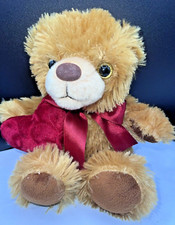 First and Main plush Teddy Bear, Red bow and holding heart 7 "