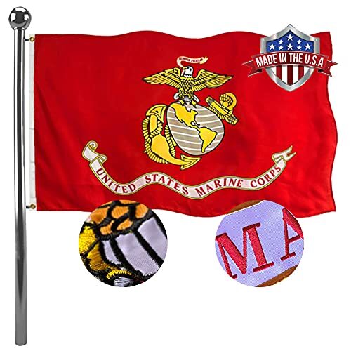 Jayus Embroidered US Marine Corps USMC Military Flags 3x5 Outdoor 340D