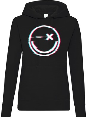 Damen Hoodie Smile Glitch lustig Gaming Fun-Print Statement Geschenk Frauen