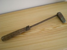 fer à souder ancien tête en cuivre, longueur 46cm, manche bois d'origine