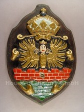 143375: Kriegsmarine Wappen des Kreuzer "EMDEN", Metallguss mehrfarbig bemalt