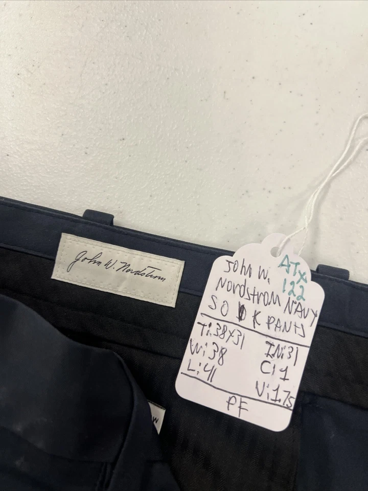 Pantalones para hombre John W. Nordstrom azul marino algodón caqui 38X31 $118 Foto 3 de 4