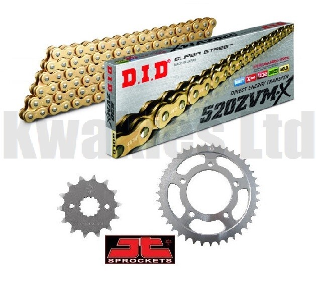 Fits: Kawasaki Z750R NBF-NCF 11-12 DID ZVMX Gold X-Ring Chain JT