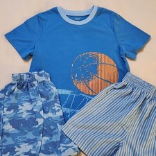Carters Boys Pajama Set Size 4 Blue Basketball Pants Shirt Shorts Camo Youth