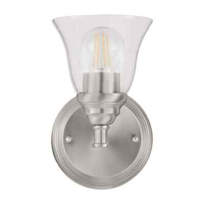 Hampton Bay Marsden 5.5 in. Brushed Nickel Wall Sconce w/ Clear Glass Shade
