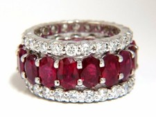 Stackable Vivid Reds Ruby Stacking 14.51ct  Round CZ 2.49CT Eternity Women Ring
