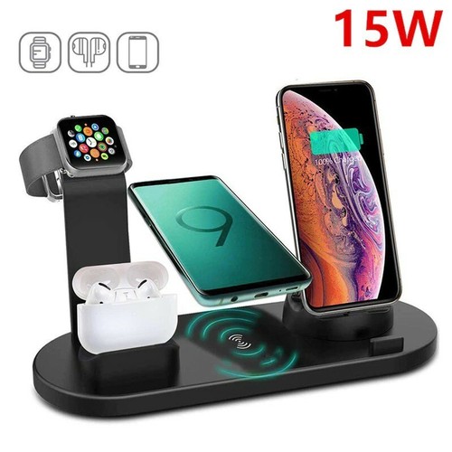 6 in 1 Fast Wireless Charger 15W For iPhone Watch Qi Wireless Chargers |  eBay
