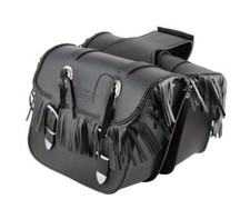 BORSE LATERALI MOTO COPPIA BORSE BISACCE MOTO CUSTOM CON FRANGE IN CUOIO