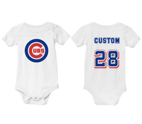 PERSONALIZED Chicago Cubs Newborn Baby Bodysuit Infant Baseball Sports Kid Shirt - Picture 1 of 6